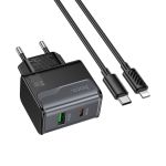 Сетевое зарядное устройство USB Type-C Hoco CS73A (30W/QC3.0/PD/кабель Type-C-Lightning) <черный>