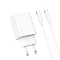 Сетевое зарядное устройство USB-C Borofone BA65A (20W/PD/кабель USB-C-Type-C) <белый> ― Оптовый PromiseMobile