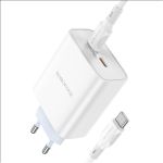 Сетевое зарядное устройство USB-C Borofone BA73A (35W/2 порта/PD/кабель USB-C-Type-C) <белый>