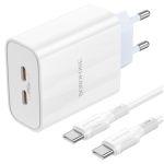 Сетевое зарядное устройство USB-C Borofone BA73A (35W/2 порта/PD/кабель USB-C-Type-C) <белый>