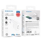 Сетевое зарядное устройство USB-C Borofone BA73A (35W/2 порта/PD/кабель USB-C-Type-C) <белый>