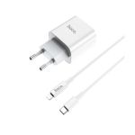 Сетевое зарядное устройство USB-C Hoco C76A Plus (3A/PD/кабель USB-C-Lightning) <белый>