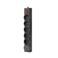 Сетевой фильтр Defender DFS 753 (5 розеток/2 порта USB/3м.) <черный> ― Оптовый PromiseMobile