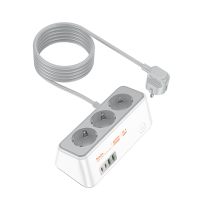 Сетевой фильтр Hoco AC23 (2500W/3 розетки/2 порта USB QС3.0/2 порта USB-C PD) <белый> ― Оптовый PromiseMobile
