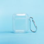Чехол для кейса наушников Apple AirPods, AirPods 2 силиконовый с карабином <прозрачный>
