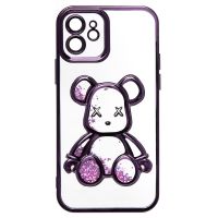 Чехол для Apple iPhone 12 силиконовый Мишка <фиолетовый> ― Оптовый PromiseMobile