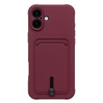 Чехол для Apple iPhone 16 Plus силиконовый с картхолдером №4 <бордовый>