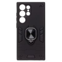 Чехол для Samsung SM-S918B (Galaxy S23 Ultra) силиконовый противоударный с кольцом <черный> ― Оптовый PromiseMobile