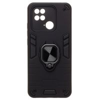 Чехол для Xiaomi Poco C40 (220333QPG) силиконовый противоударный с кольцом <черный> ― Оптовый PromiseMobile