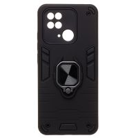 Чехол для Xiaomi Redmi 10C (220333QNY) силиконовый противоударный с кольцом <черный> ― Оптовый PromiseMobile