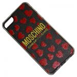 Чехол для Apple iPhone 5, iPhone 5s задняя крышка пластик + кожзам Moschino №1 <прозрачно-черный>
