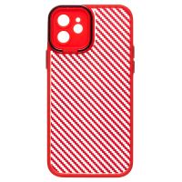 Чехол для Apple iPhone 12 пластиковый вставка под карбон <красный> ― Оптовый PromiseMobile