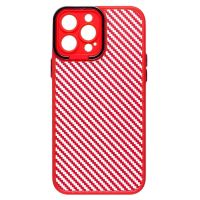 Чехол для Apple iPhone 13 Pro Max пластиковый вставка под карбон <красный> ― Оптовый PromiseMobile