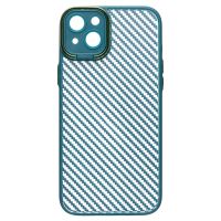 Чехол для Apple iPhone 14 Plus пластиковый вставка под карбон <темно-зеленый> ― Оптовый PromiseMobile