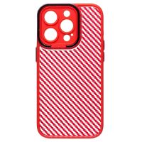 Чехол для Apple iPhone 14 Pro пластиковый вставка под карбон <красный> ― Оптовый PromiseMobile