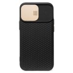 Чехол для Apple iPhone 12 mini силиконовый со шторкой камеры <черно-золотой>