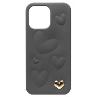 Чехол для Apple iPhone 13 Pro Max силиконовый 3D сердце <серый> ― Оптовый PromiseMobile