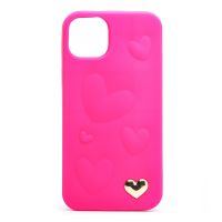 Чехол для Apple iPhone 14 Plus силиконовый 3D сердце <розовый> ― Оптовый PromiseMobile