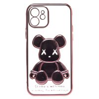 Чехол для Apple iPhone 12 силиконовый Мишка №2 <розовый> ― Оптовый PromiseMobile