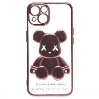 Чехол для Apple iPhone 14 силиконовый Мишка №2 <розовый> ― Оптовый PromiseMobile