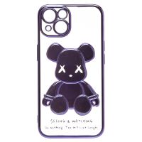 Чехол для Apple iPhone 14 силиконовый Мишка №2 <фиолетовый> ― Оптовый PromiseMobile