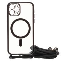 Чехол для Apple iPhone 11 Pro силиконовый MagSafe на ремешке <черный> ― Оптовый PromiseMobile