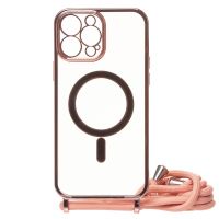 Чехол для Apple iPhone 14 Pro Max силиконовый MagSafe на ремешке <розовое золото> ― Оптовый PromiseMobile