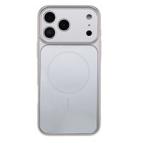 Чехол для Apple iPhone 17 Pro Max силиконовый со стеклянной вставкой AG-Glass <серебристый> ― Оптовый PromiseMobile