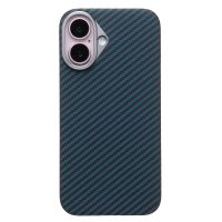 Чехол для Apple iPhone 16 пластиковый MagSafe POSH KEVLAR <темно-синий> ― Оптовый PromiseMobile