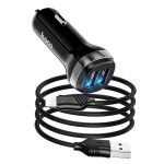 Автомобильное зарядное устройство USB Hoco Z40 (2USB/5V/2.4A/USB/кабель Lightning) <черный>