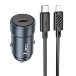 Автомобильное зарядное устройство USB Hoco Z57 (PD30W/Type-C/кабель Lightning) <серый>