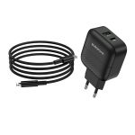Сетевое зарядное устройство USB Borofone BA46A (3А/QC3.0/PD/кабель Lightning) <черный>