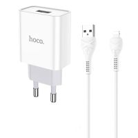 Сетевое зарядное устройство USB Hoco C81A (2.1A/10W/кабель Lightning) <белый> ― Оптовый PromiseMobile