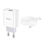 Сетевое зарядное устройство USB Hoco C81A (2.1A/10W/кабель Lightning) <белый>