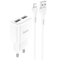 Сетевое зарядное устройство USB Hoco C88A (2.4A/12W/кабель Lightning) <белый> ― Оптовый PromiseMobile