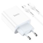 Сетевое зарядное устройство USB-C Hoco C97A (3A/20W/PD/QC3.0/кабель Lightning) <белый>