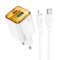 Сетевое зарядное устройство USB Hoco N52 (3A/20W/кабель Lightning) <белый> ― Оптовый PromiseMobile