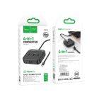 Адаптер Type-C Hoco HB35 Gigabit Ethernet (3 порта USB 3.0/RJ45/0,2 м) <черный> 