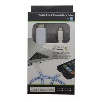 Кабель USB Apple iPhone Lightning плоский светящийся <бело-фиолетовый> ― Оптовый PromiseMobile