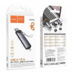 Кард-ридер Hoco HB56A для портов USB+Lightning (USB/SD/MicroSD) <серый>