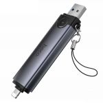 Кард-ридер Hoco HB56A для портов USB+Lightning (USB/SD/MicroSD) <серый>