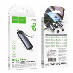 Кард-ридер Hoco HB56B для портов USB-C+Lightning (USB/SD/MicroSD) <серый>