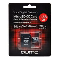 Карта памяти MicroSDXC 3.0 128 Gb CL10 UHS-I Qumo с адаптером ― Оптовый PromiseMobile