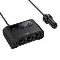 Разветвитель гнезда прикуривателя Hoco Z64 (240W/3 гнезда/2 USB-C) <черный> ― Оптовый PromiseMobile