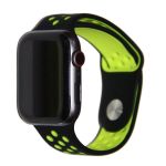 Ремешки для Apple Watch 38/40/41 mm Sport Band силиконовый перфорированный (размер S) <черно-зеленый>