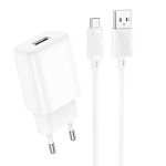 Сетевое зарядное устройство USB Hoco C134A (2.4A/12W/кабель MicroUSB) <белый>