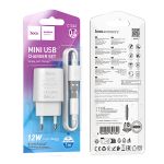 Сетевое зарядное устройство USB Hoco C134A (2.4A/12W/кабель MicroUSB) <белый>