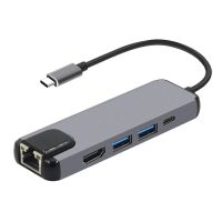 USB HUB для порта USB-C BYL-2015 (2 USB/USB-C/HDMI/Ethernet) <серый> ― Оптовый PromiseMobile