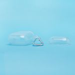 Чехол для кейса наушников Apple AirPods, AirPods 2 силиконовый с карабином <прозрачный>