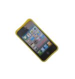 Чехол для Apple iPhone 4/4s силиконовый "Горошек" <желто-белый>